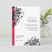 Invitations de mariage de Flourish de rouge et de (Debout devant)