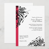 Invitations de mariage de Flourish de rouge et de (Devant / Derrière)