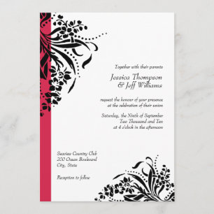 Invitations de mariage de Flourish de rouge et de