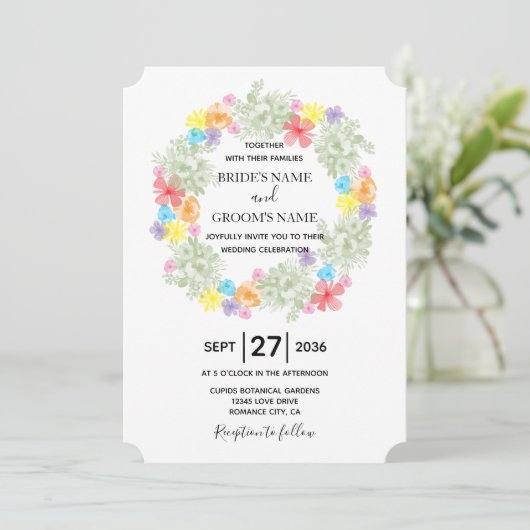 Invitations de mariage de germes floraux rustiques (Debout devant)