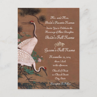 Invitations de mariage de grues japonaises vintage