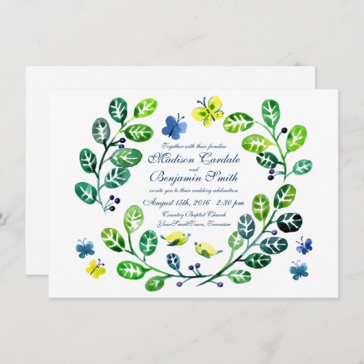 Invitations de mariage de jardin de papillon (Devant / Derrière)