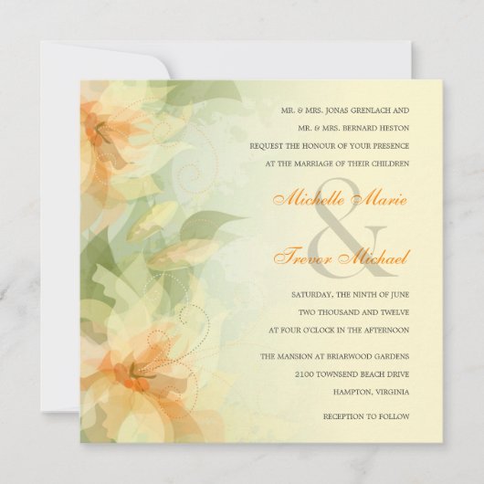 Invitations de mariage de jardin - floral jaune (Devant)