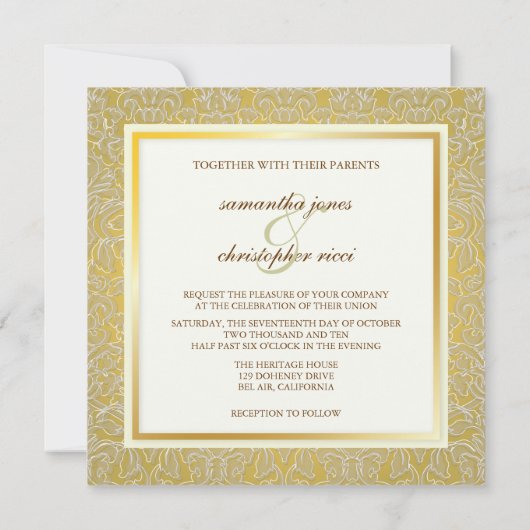 Invitations de mariage de la Belle Epoch (Dos)