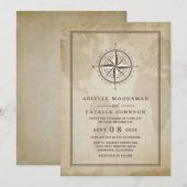 Invitations de mariage de la boussole du monde vin (Devant / Derrière)