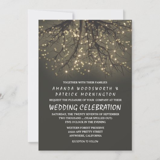 Invitations de mariage de la branche de l'arbre éc (Devant)