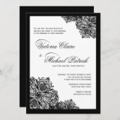 Invitations de mariage de la dentelle noire (Devant / Derrière)