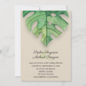 Invitations de mariage de la feuille de monstère t (Devant)
