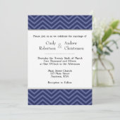 Invitations de mariage de la Marine Blue Chevron (Debout devant)