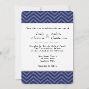 Invitations de mariage de la Marine Blue Chevron