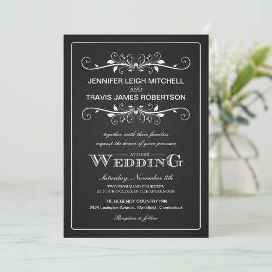 Invitations de mariage de la Marque de Chalkboard (Debout devant)