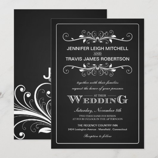 Invitations de mariage de la Marque de Chalkboard (Devant / Derrière)