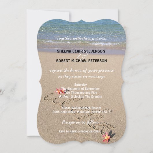Invitations  de mariage de la plage de Flower Aloh (Devant)