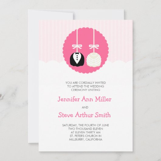 Invitations de mariage de la pop gâteau Rose (Devant)