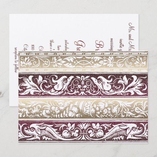 Invitations de mariage de la Renaissance (Devant / Derrière)