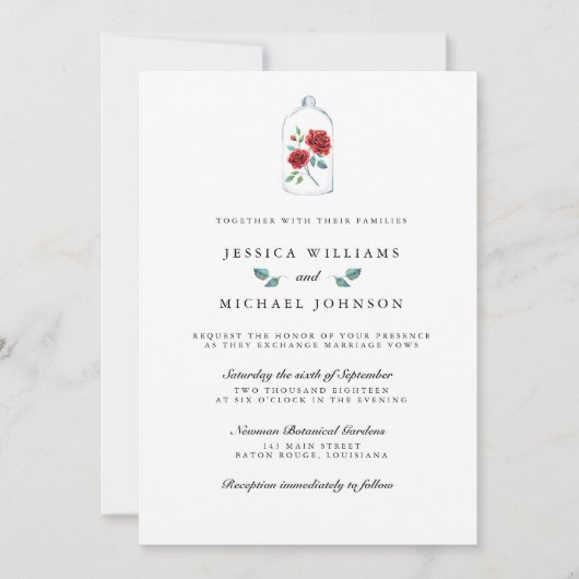 Invitations de mariage de la Rose rouge (Devant)