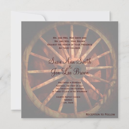 Invitations de mariage de la roue du Wagon du Sud- (Devant)