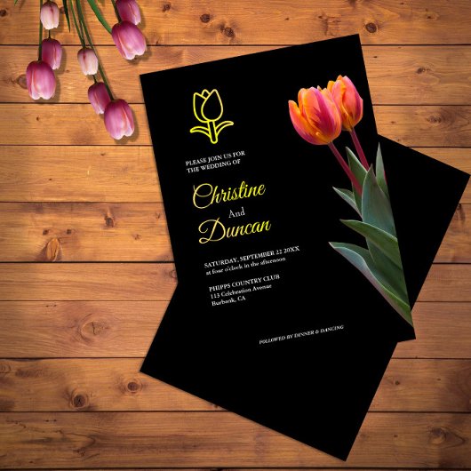 Invitations de mariage de la tulipe d'or