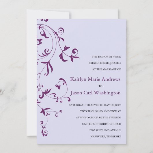 Invitations de mariage de la vigne florale (Devant)
