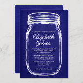 Invitations de mariage de la Vintage royale bleue (Devant / Derrière)