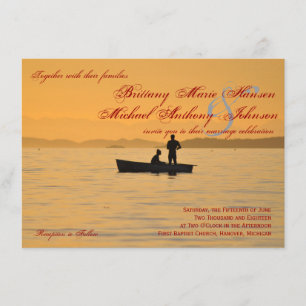 Invitations de mariage de lac couple de silhouette