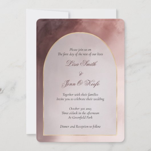 Invitations de mariage de l'arc aquarelle moderne (Devant)