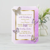 Invitations de mariage de lavande et de papillon d (Debout devant)