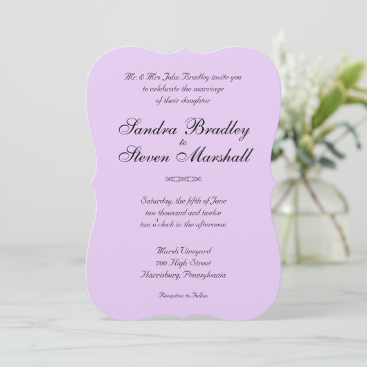 Invitations de mariage de lavande simple (Debout devant)
