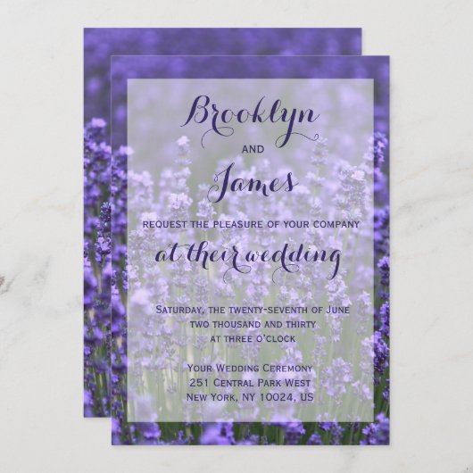 Invitations de mariage de lavande violette personn (Devant / Derrière)