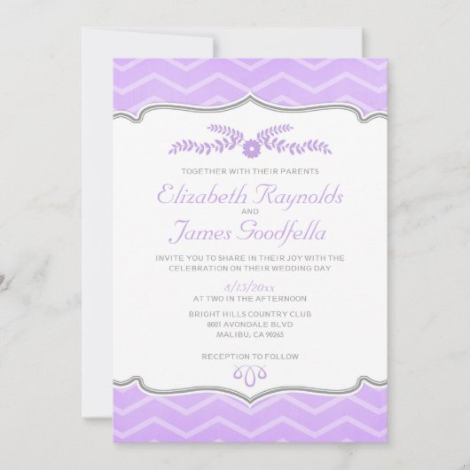 Invitations de mariage de Lavender Zigzag (Devant)