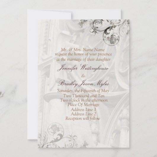 Invitations de mariage de l'église Modèles (Devant)