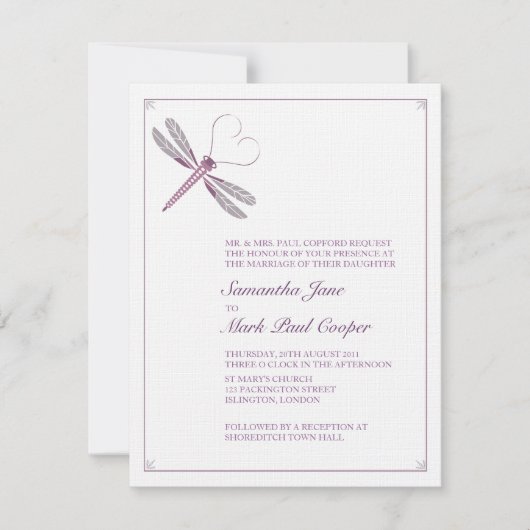 Invitations de mariage de libellules (Devant)