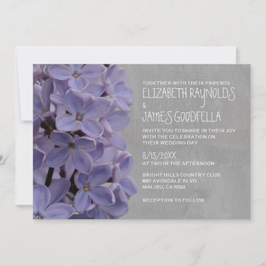 Invitations de mariage de Lilacs (Devant)