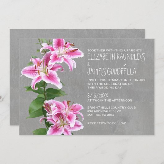Invitations de mariage de lis d'astronome (Devant / Derrière)