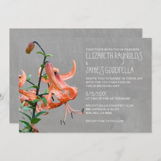 Invitations de mariage de lis tigré (Devant / Derrière)