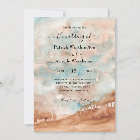 Invitations de mariage de l'Ouest Watercolor (Devant)
