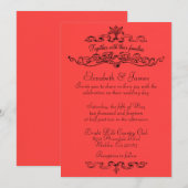 Invitations De Mariage De Luxe Simple En Rouge Et  (Devant / Derrière)