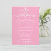 Invitations De Mariage De Luxe Simple, Rose Et Bla (Debout devant)