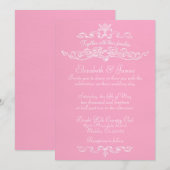 Invitations De Mariage De Luxe Simple, Rose Et Bla (Devant / Derrière)