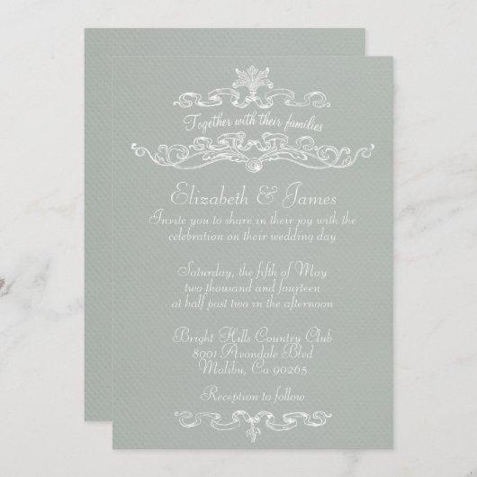 Invitations de mariage de luxe simples (Devant / Derrière)