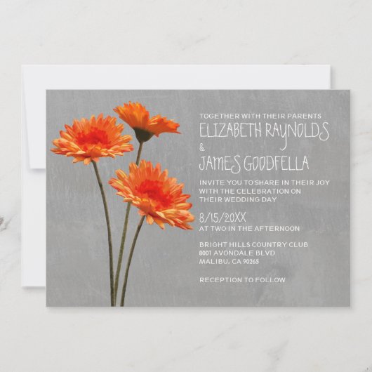 Invitations de mariage de marguerite de Gerbera (Devant)