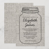 Invitations de mariage de Mason Jar blanc noir (Devant / Derrière)