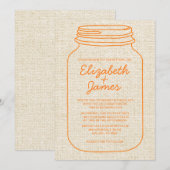 Invitations de mariage de Mason Jar Burlap (Devant / Derrière)