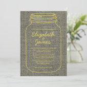 Invitations de mariage de Mason Jar Burlap, Russe (Debout devant)