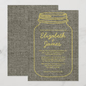 Invitations de mariage de Mason Jar Burlap, Russe (Devant / Derrière)