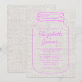 Invitations de mariage de Mason Jar, rustique rose (Devant / Derrière)