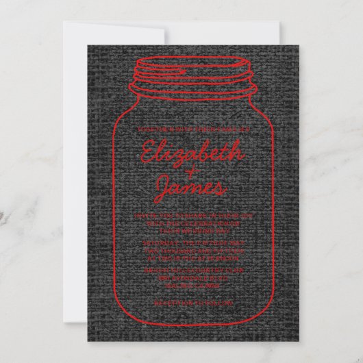 Invitations de mariage de Mason Jar rustique rouge (Devant)