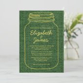 Invitations de mariage de Mason Jar, vert jaune ru (Debout devant)