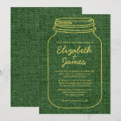Invitations de mariage de Mason Jar, vert jaune ru (Devant / Derrière)