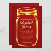 Invitations de mariage de Mason Jar Vintage rouge  (Devant / Derrière)